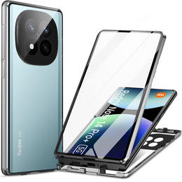 Чехол для Xiaomi Redmi Note 14 Pro+, Magnetic Dual Glass, серебряный