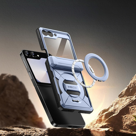 Чехол Tongate MECH с MagSafe для Samsung Galaxy Z Flip7 FE / Z Flip6, синий