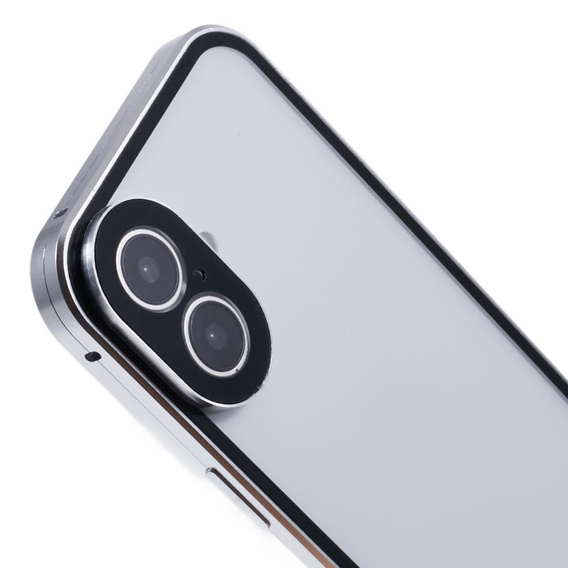 Чохол для iPhone 16, Magnetic Dual Glass, сріблястий