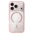 Чехол для iPhone 16 Pro Max, ERBORD Glitter MagSafe, прозрачный + стекло для экрана