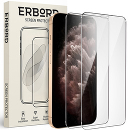 2x Закаленное стекло для iPhone 11 Pro, ERBORD 9H Hard Glass на экране