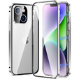 Чехол для iPhone 15 Plus, Magnetic Dual Glass, серебряный