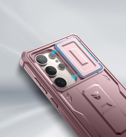 Бронированный чехол для Samsung Galaxy S24 Ultra, Dexnor Full Body (Two Frames), розовый rose gold