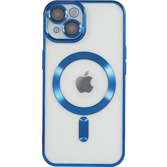 Чехол для iPhone 14, Electro MagSafe, синий + стекло для экрана