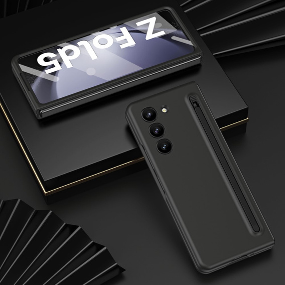 Чехол для Samsung Galaxy Z Fold 5 5G, со стеклом и стилусом, чёрный