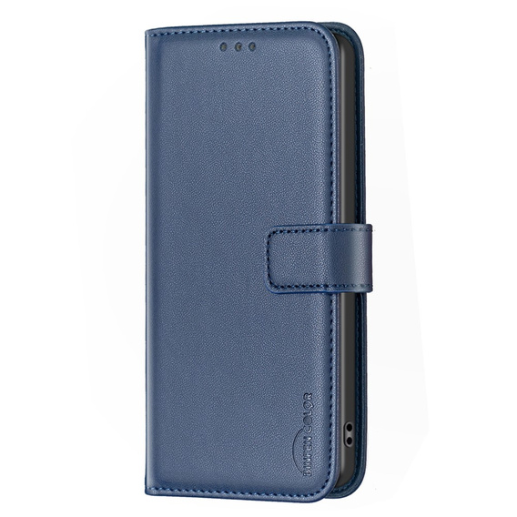 Откидной чехол для Samsung Galaxy A25 5G, BINFEN Wallet, синий + 9H стекло  