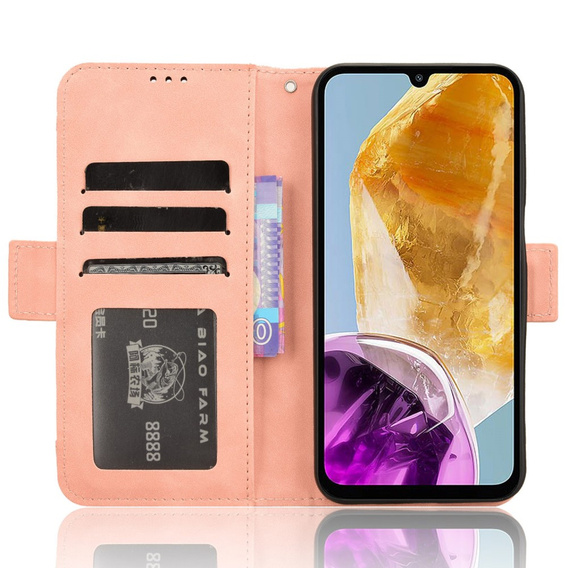 Футляр з клапаном для Samsung Galaxy M15 5G, Card Slot, рожевий