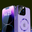 Магнитный чехол с двойным стеклом MagSafe для iPhone 15 Pro Max, фиолетовый