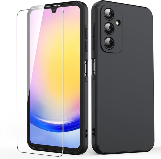 Тонкий корпус для Samsung Galaxy A15 5G, Slim Matt, чёрный + стекло 9H
