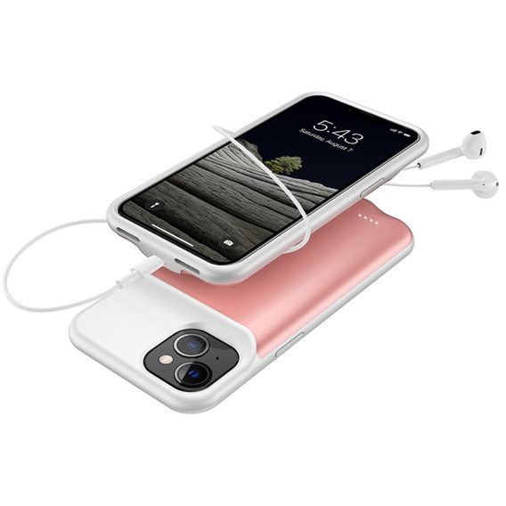Чехол с батареей 6500mAh до iPhone 13, розовый