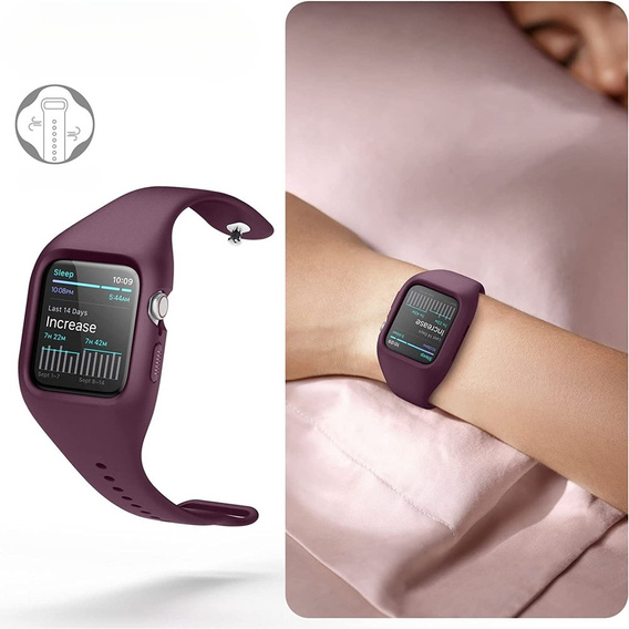 Ремінець + чохол Suritch для Apple Watch 4/5/6/7/8/SE 44/45mm, бордовий