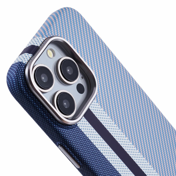 Чехол для iPhone 13 Pro Max, Carbon Fiber MagSafe, синий