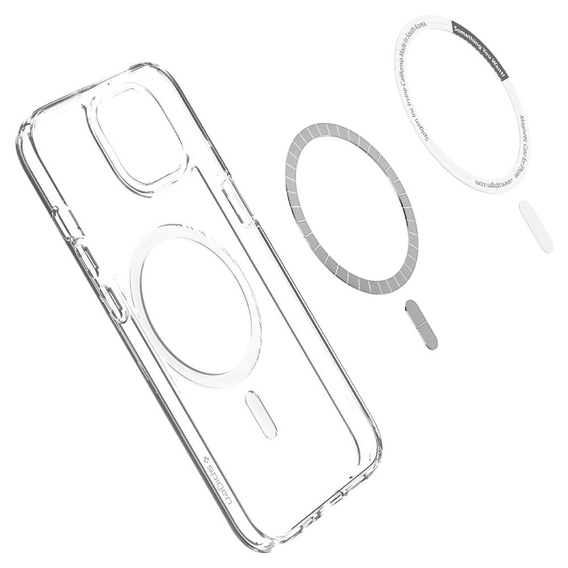 Чехол MagSafe Spigen для iPhone 13 Mini, Ultra Hybrid, белый + 9H закаленное стекло