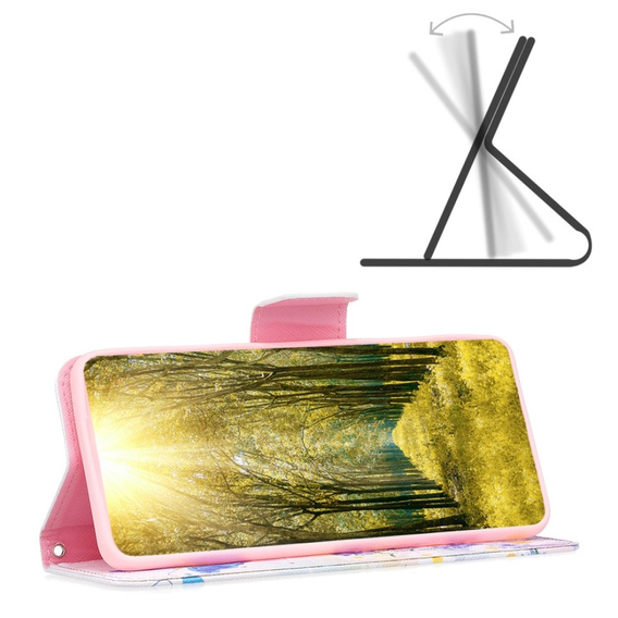 Откидной чехол для Xiaomi Redmi 12 4G, Wallet, butterfly & flowers, белый