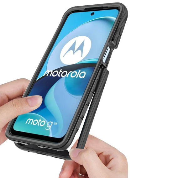 Чехол для Motorola Moto E14 / G24 / G04, Shockproof, с пленкой, чёрный