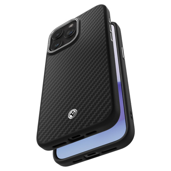 Чехол MagSafe Spigen для iPhone 15 Pro Max, Enzo Aramid, Carbon, Matte Black