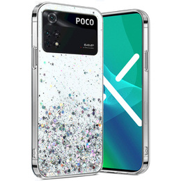 Чехол до Xiaomi Poco M4 Pro 4G, Glittery, серебряный