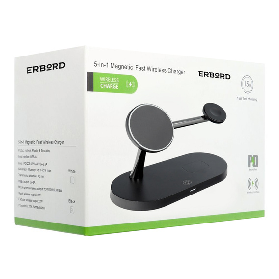 ERBORD 3в1 Бездротовий індуктивний зарядний пристрій з MagSafe для iPhone Apple Watch AirPods