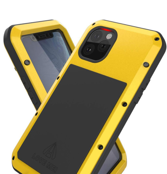 Чехол Love Mei до iPhone 11, armored with glass, желтый / черный
