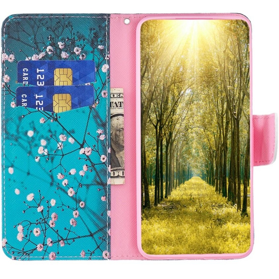 Откидной чехол для Samsung Galaxy A55 5G, Wallet, Sakura, синий