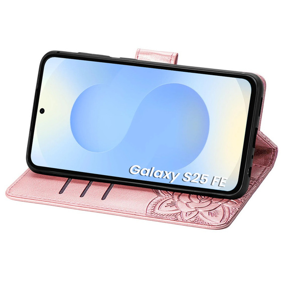 Откидной чехол для Samsung Galaxy S25 FE, Butterfly, розовый rose gold