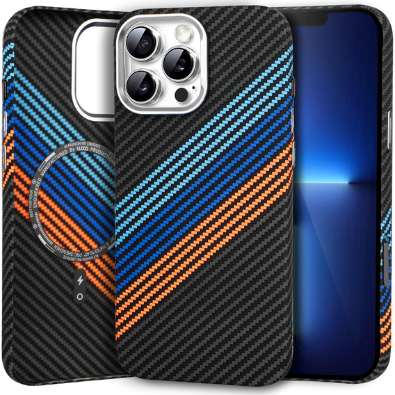 Чохол для iPhone 13 Pro Max, Carbon Fiber MagSafe, темно-синій