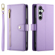 Откидной чехол для Samsung Galaxy S24 FE, Wallet Zipper Pocket, фиолетовый