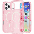 Чехол для iPhone 17 Pro Max, для MagSafe, глиттер - полупрозрачный розовый