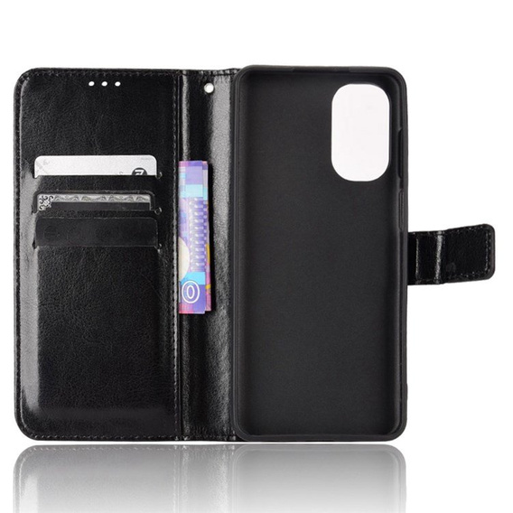Откидной чехол для Motorola Moto G62 5G, Crazy Horse Wallet, чёрный