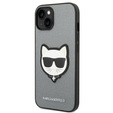 Чехол Karl Lagerfeld до iPhone 14, Saffiano Choupette Head Patch, серебряный