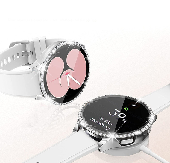 2в1 чехол и защитное стекло для часов Samsung Galaxy Watch 5 44mm, Silver