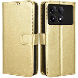 Футляр з клапаном для Xiaomi Poco F6 Pro, Crazy Horse Wallet, золотий