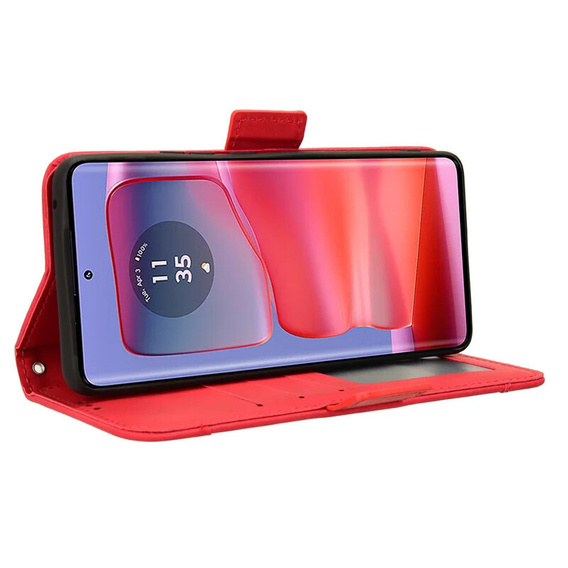 Футляр з клапаном для Motorola Edge 50 Pro, Card Slot, червоний