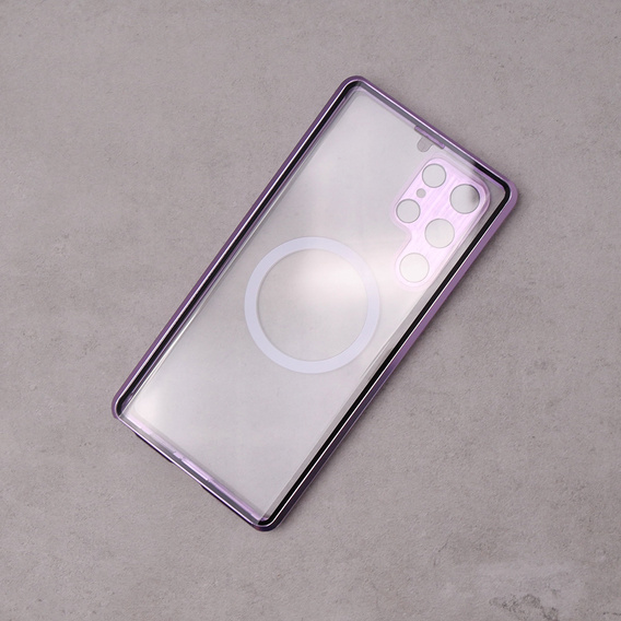Магнітний чохол Dual Glass MagSafe для Samsung Galaxy S22 Ultra, фіолетовий