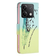 Откидной чехол для Xiaomi Redmi Note 13 5G, Wallet, Feather синий / жёлтый