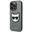 Чехол Karl Lagerfeld до iPhone 14 Pro Max, Saffiano Choupette Head Patch, серебряный