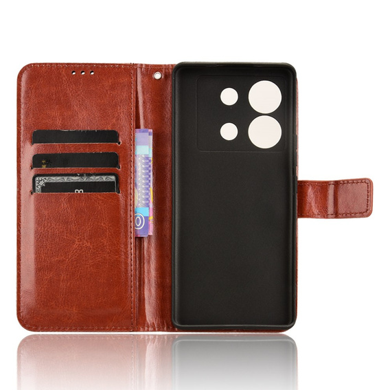 Футляр з клапаном для Infinix Zero 30 5G, Crazy Horse Wallet, коричневий