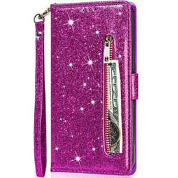 Чохол-книжка для Samsung Galaxy A55, Wallet Zipper Pocket Glittery, фіолетовий