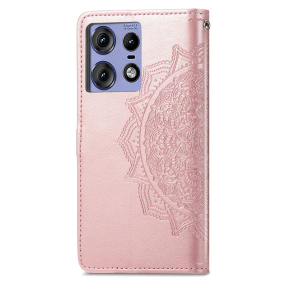 Откидной чехол для Motorola Edge 50 Pro, Mandala, розовый
