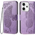 Чехол с крышкой для Oppo Reno 14, Butterfly, бумажник, фиолетовый