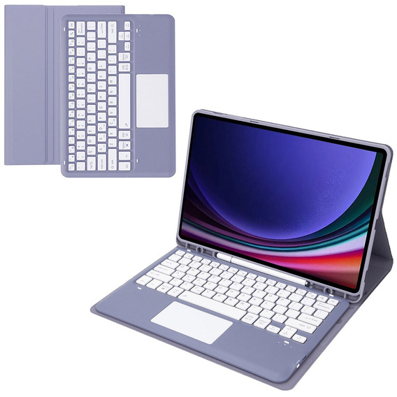 Чехол + клавиатура Samsung Galaxy Tab S9+, Leather Pen Slot TouchPad, фиолетовый