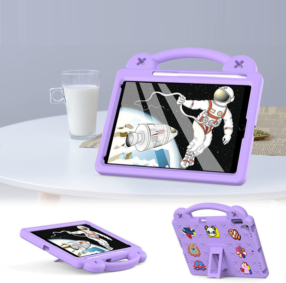 Детский чехол для iPad 10.2" 2021/2020/2019 (9/8/7 gen.) / Air 10.5" 2019 (3 gen.), Cute Patterns, с подставкой, фиолетовый