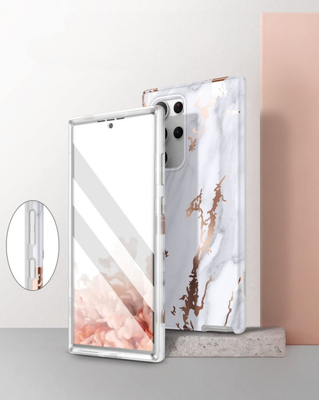 Чехол до Samsung Galaxy S22 Ultra, Suritch Full Body Marble, белый