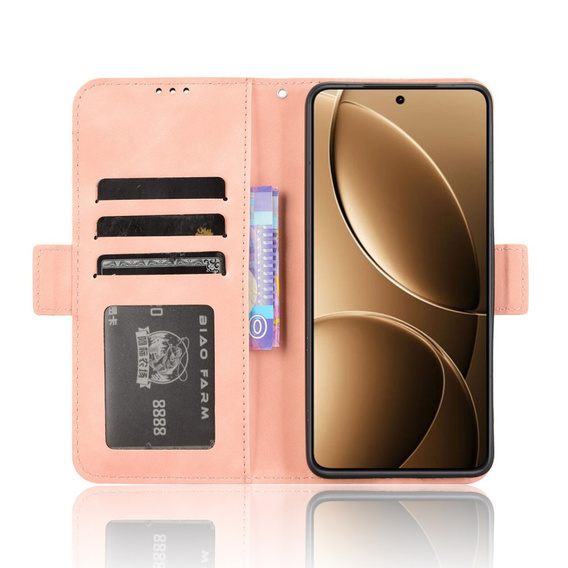 Откидной чехол для Xiaomi Poco F7 Pro, Card Slot, розовый