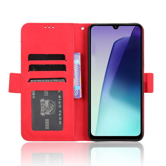 Футляр з клапаном для Xiaomi Redmi 14C / Xiaomi Poco C75, Card Slot, червоний