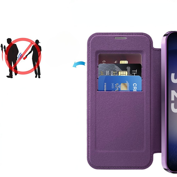 Чохол-книжка для Samsung Galaxy S25+ Plus, RFID Wallet MagSafe CamShield, фіолетовий