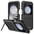 Бронированный чехол для Samsung Galaxy Z Flip 4 5G, алюминий, с подставкой, черный