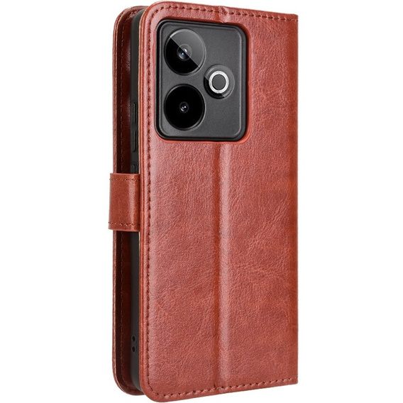 Футляр з клапаном для Realme GT 7 / 7T, Crazy Horse Wallet, коричневий