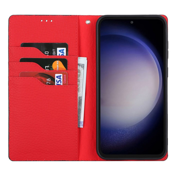 Откидной чехол для Samsung Galaxy A25 5G, Litchi Skin Grain, чёрный