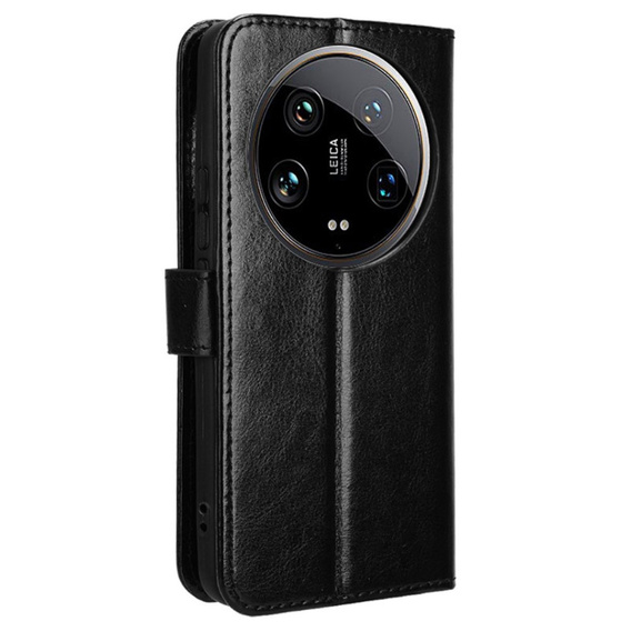 Футляр з клапаном для Xiaomi 14 Ultra, Crazy Horse Wallet, чорний